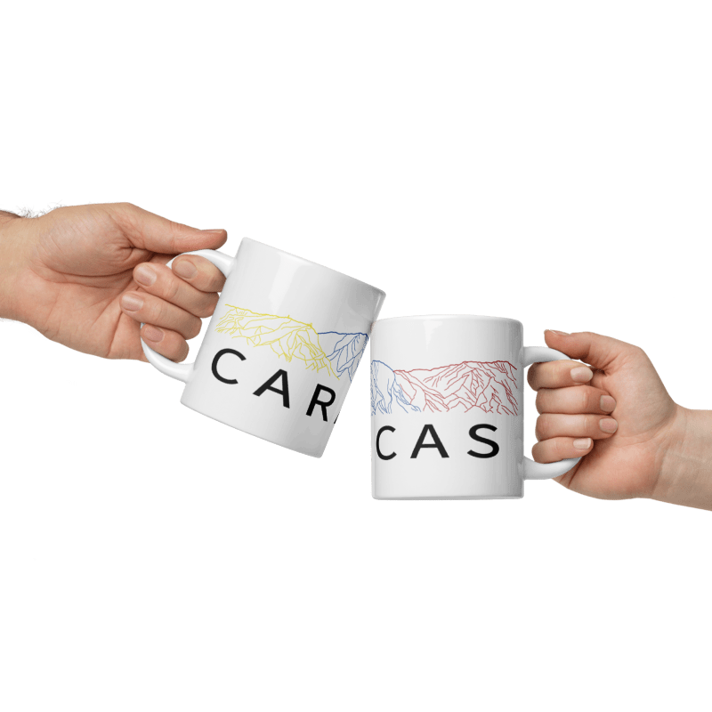 White glossy mug Caracas Tricolor