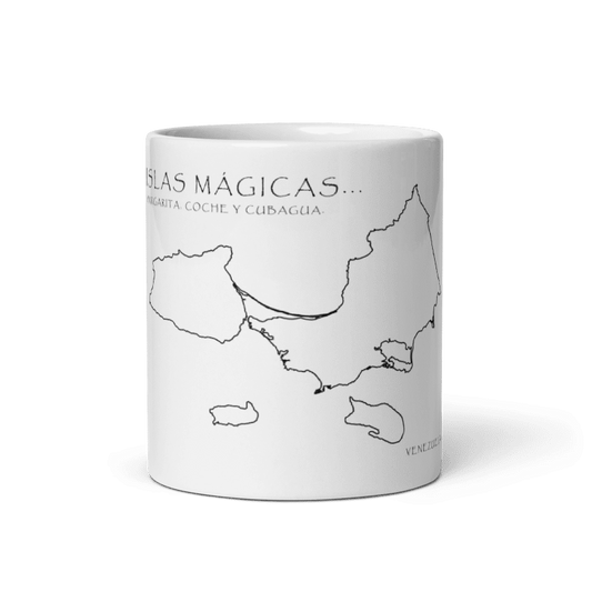 Taza blanca brillo Islas Mágicas Venezuela