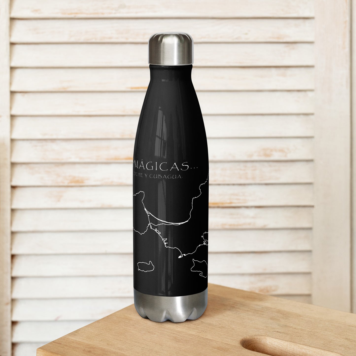 Botella de agua de acero inoxidable Islas Mágicas Venezuela Negro