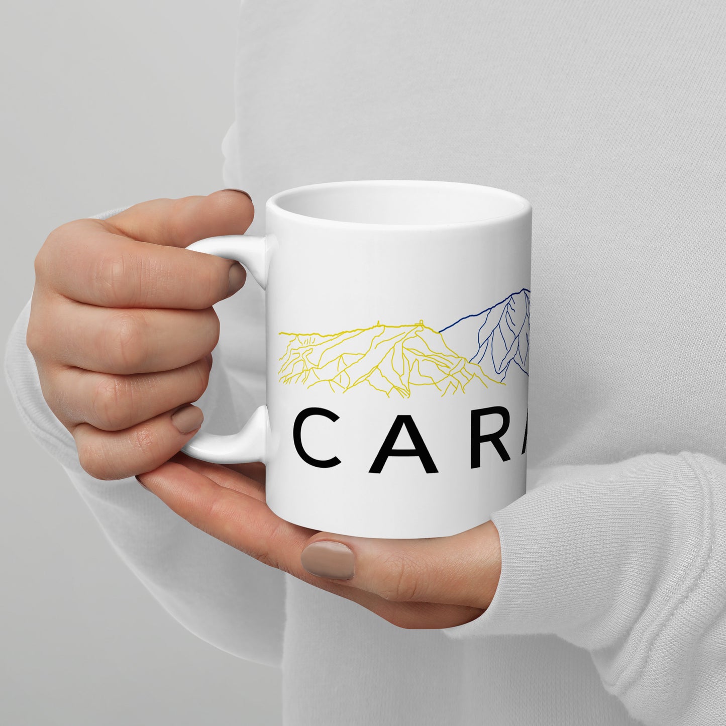 White glossy mug Caracas Tricolor