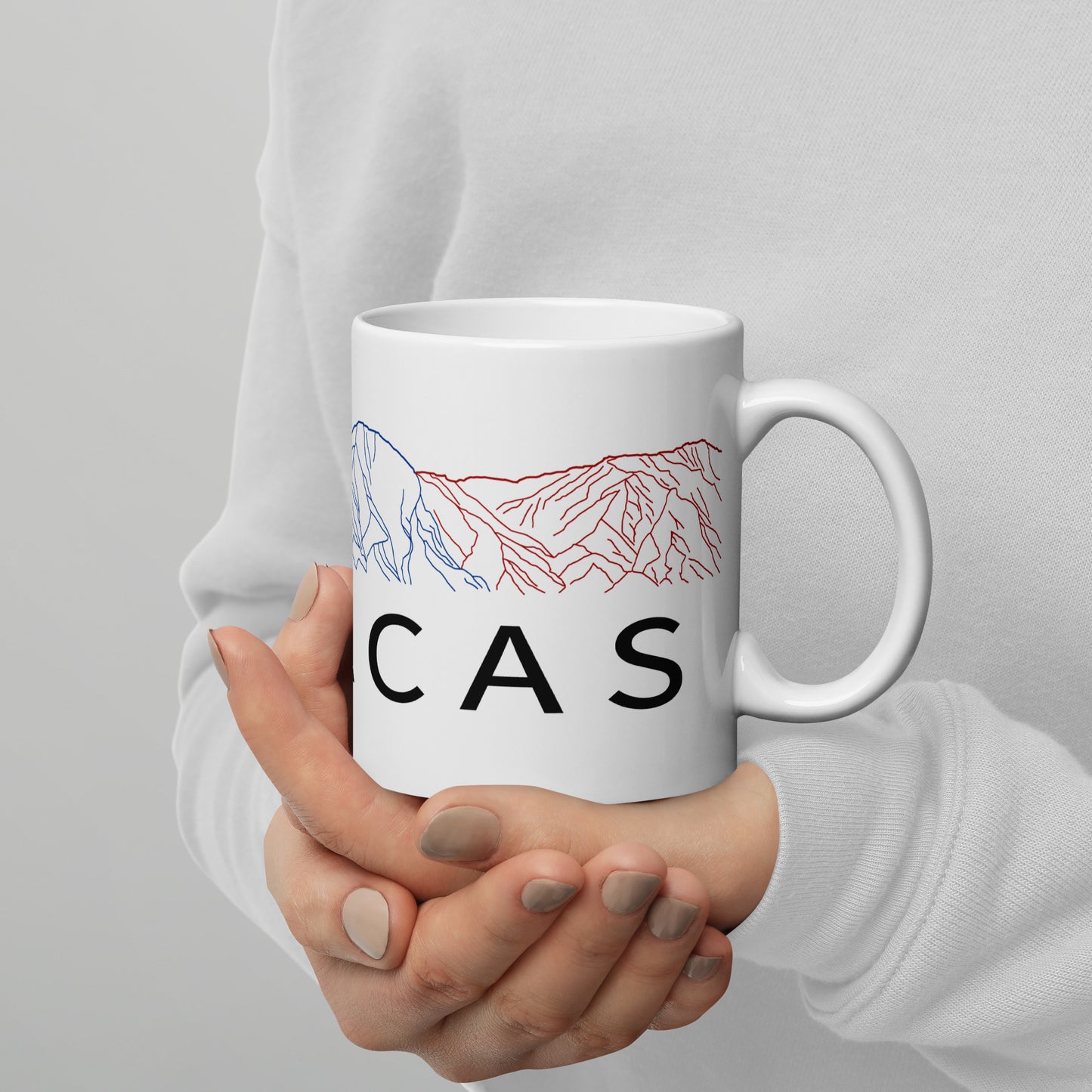 White glossy mug Caracas Tricolor