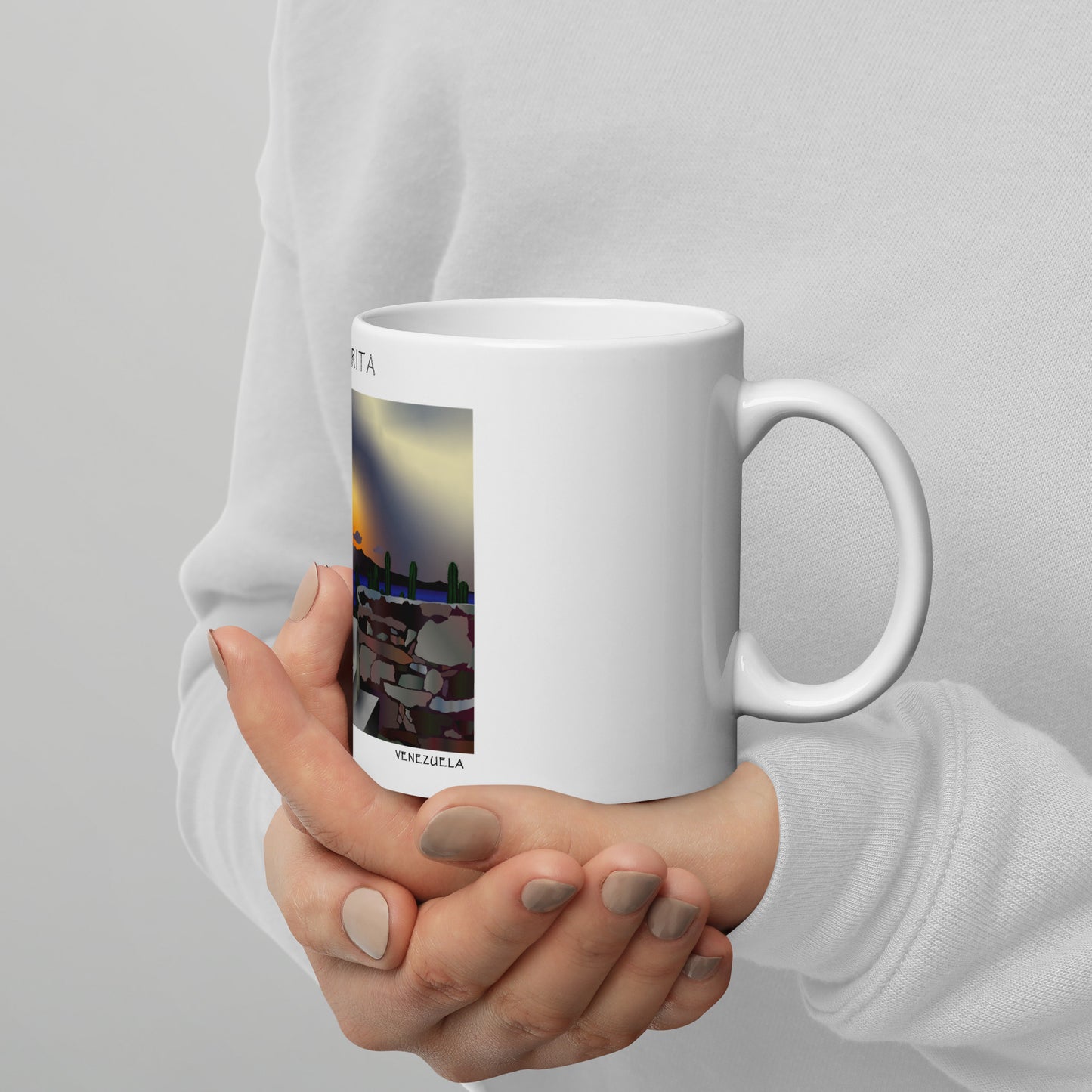 White glossy mug Fortín de la Galera Margarita