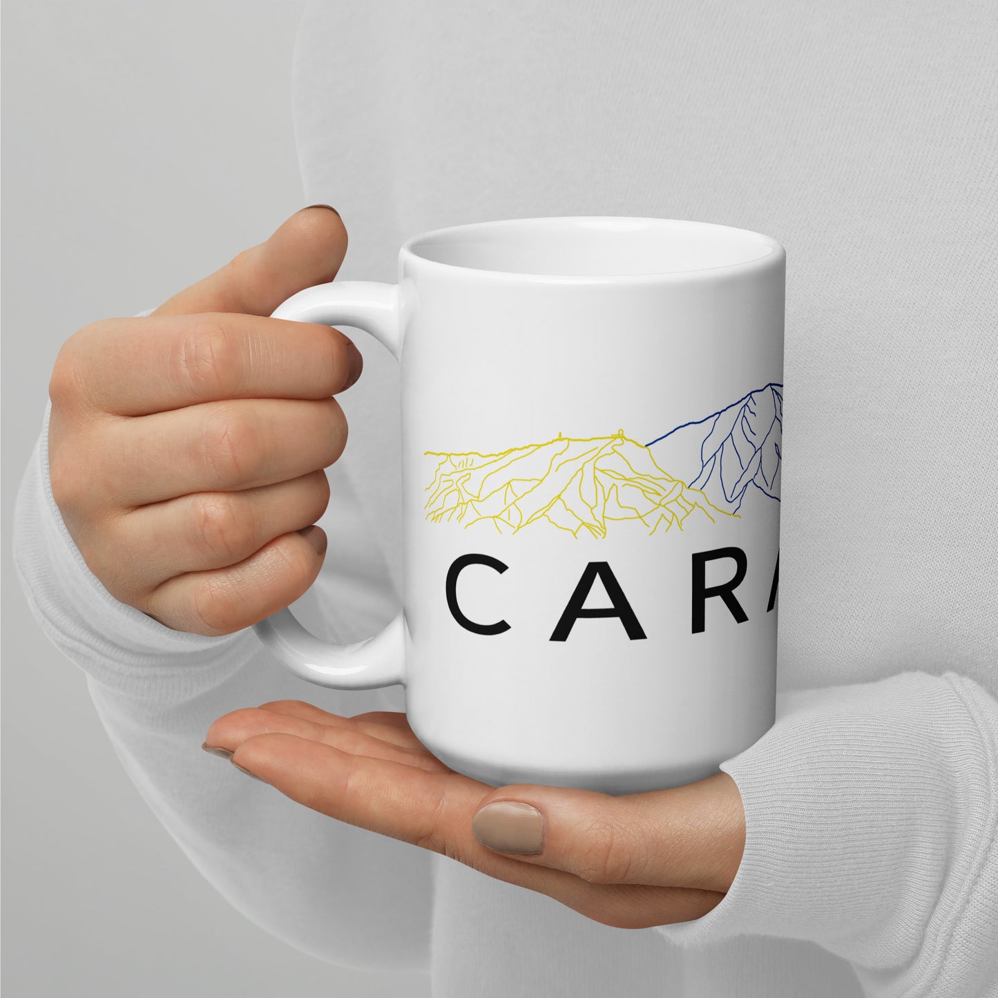 White glossy mug Caracas Tricolor