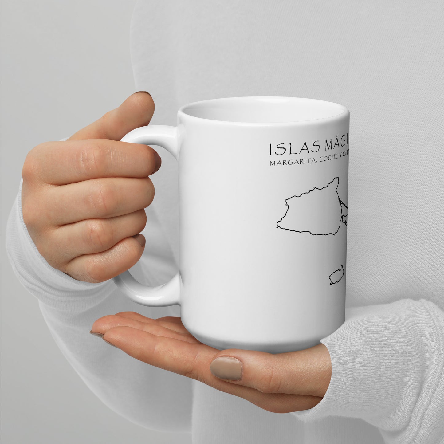 White glossy mug Islas Mágicas Venezuela