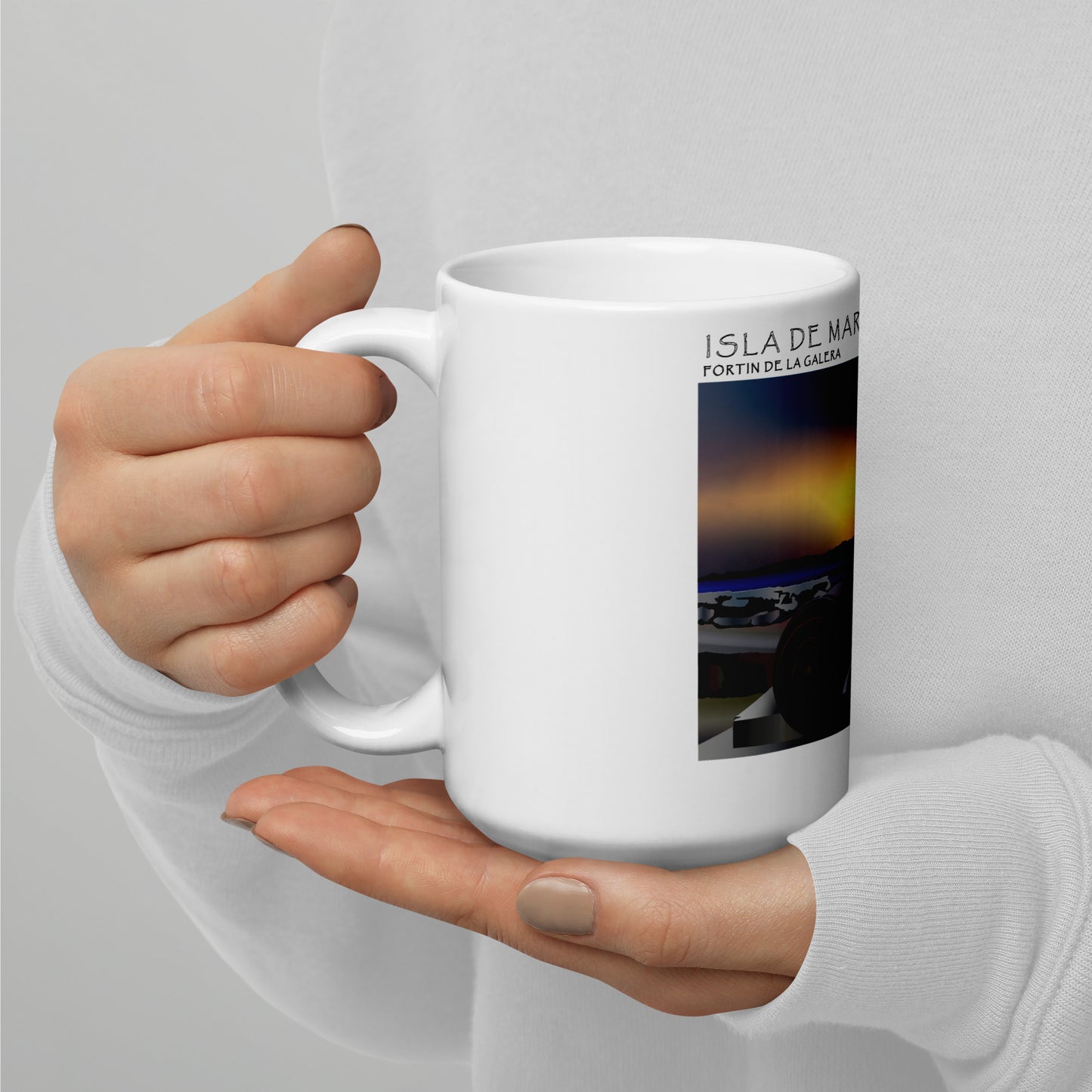 White glossy mug Fortín de la Galera Margarita