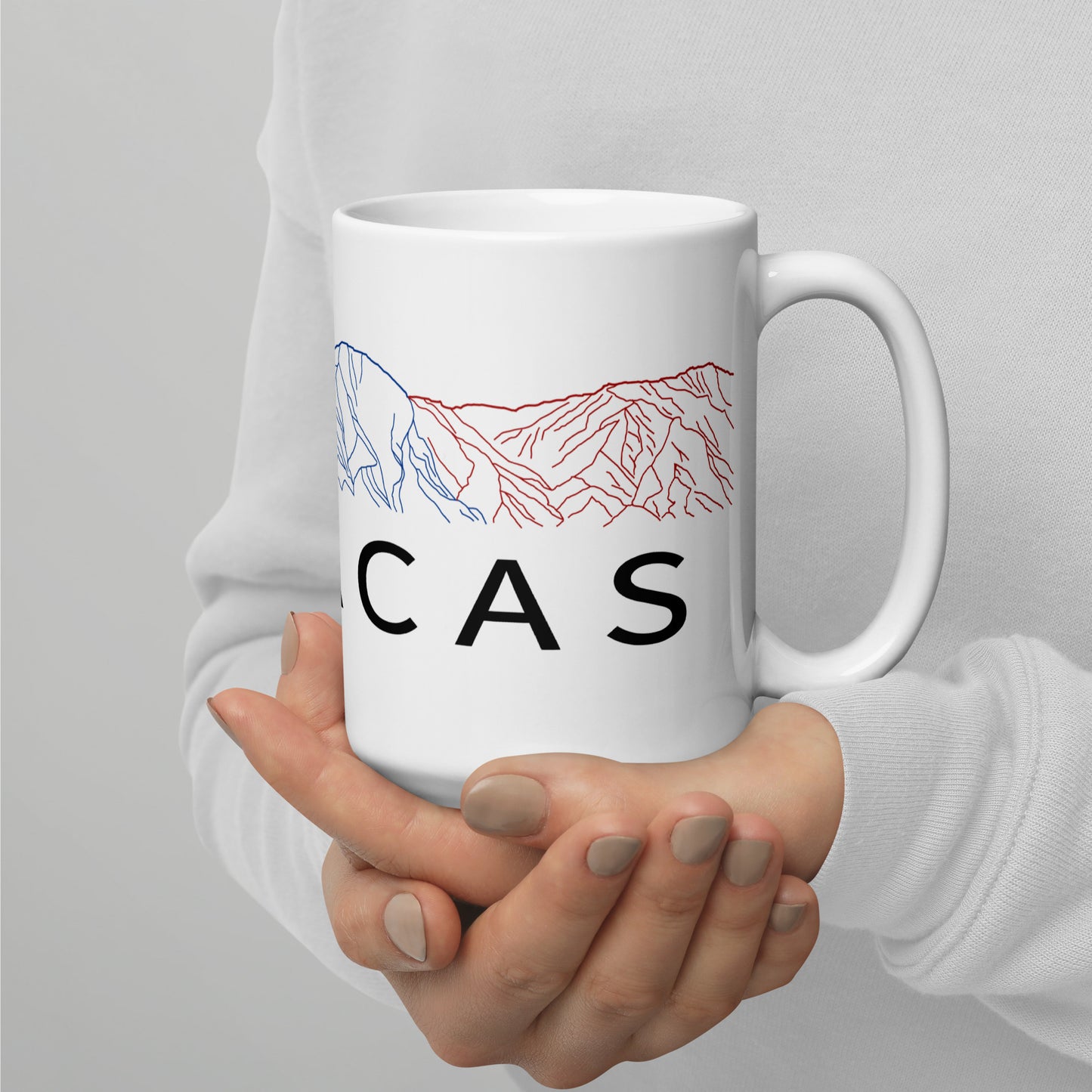 White glossy mug Caracas Tricolor