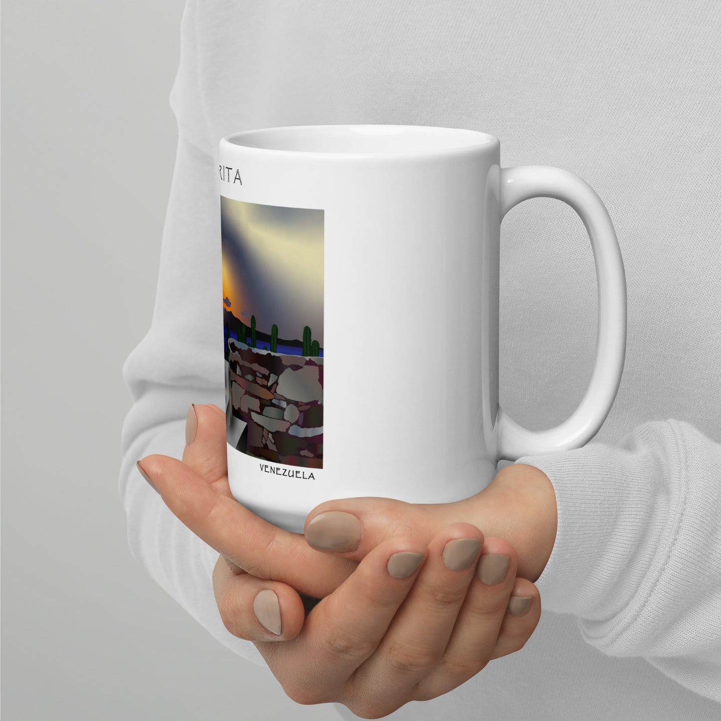 White glossy mug Fortín de la Galera Margarita
