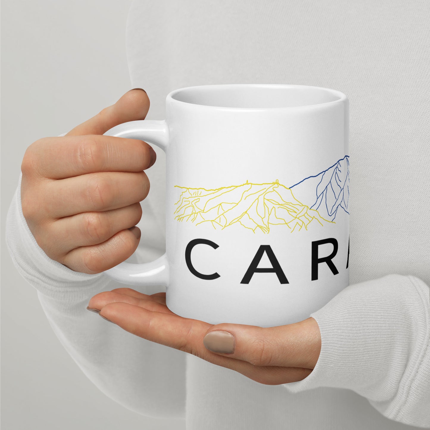 White glossy mug Caracas Tricolor