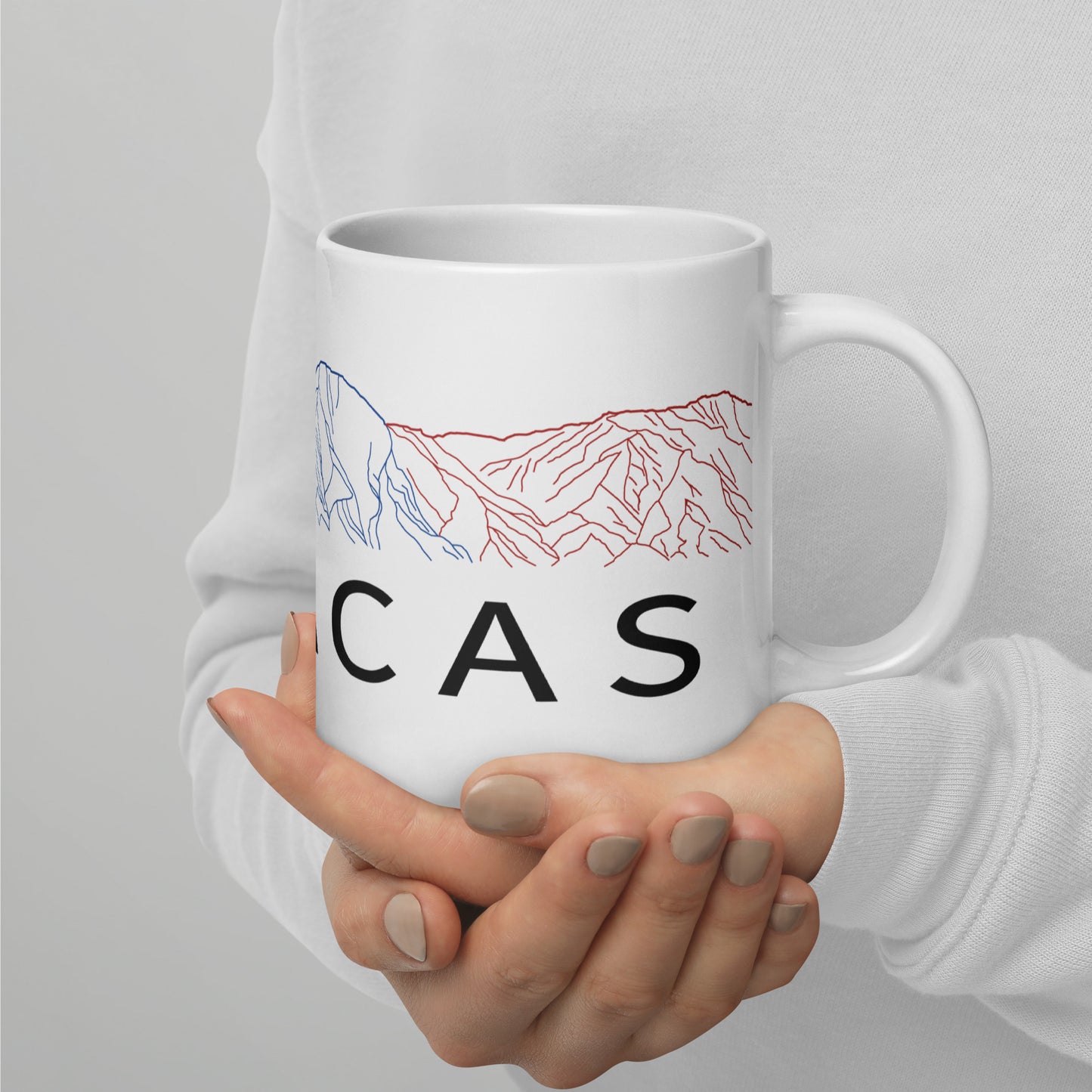 White glossy mug Caracas Tricolor
