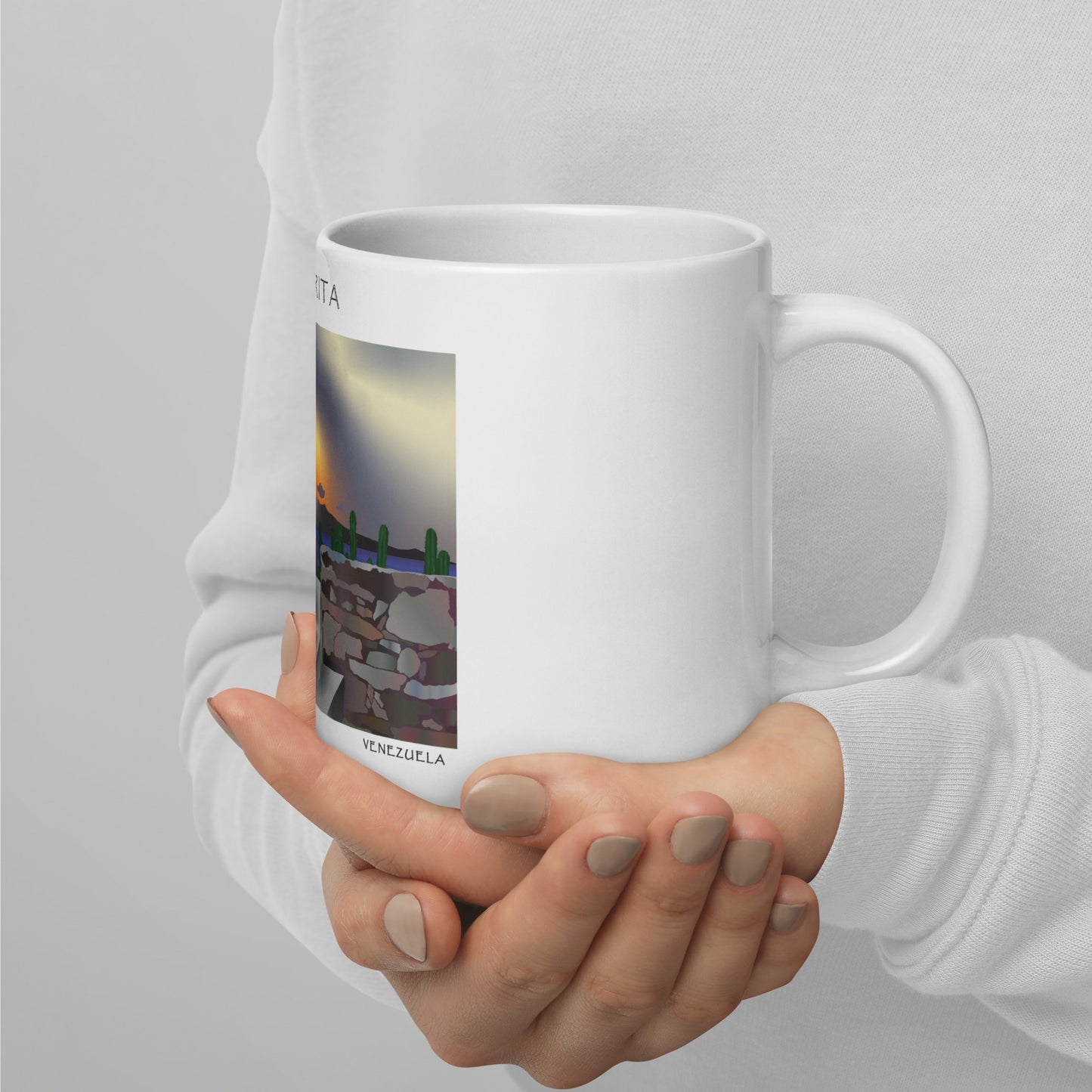 White glossy mug Fortín de la Galera Margarita
