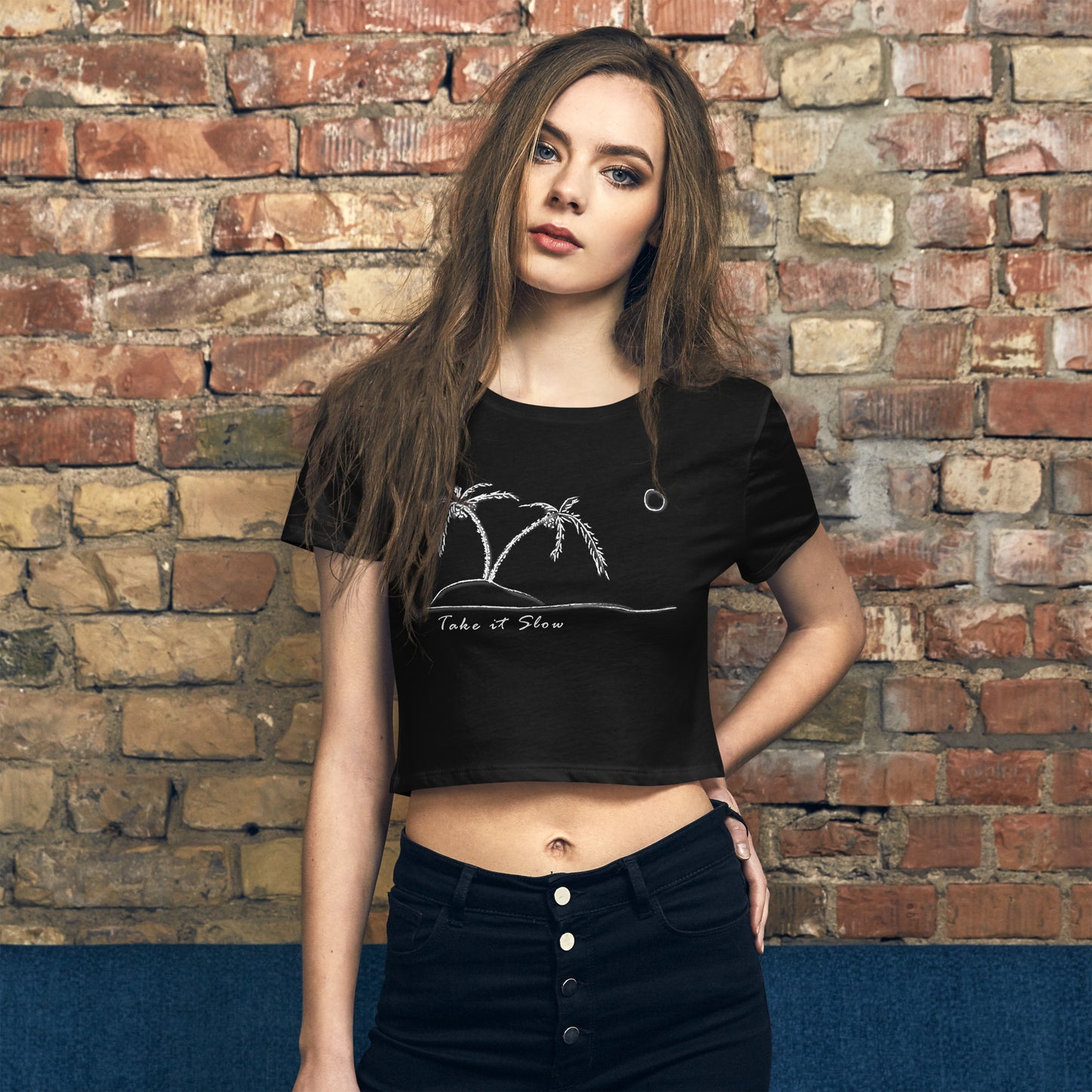 Take it Slow White Women’s Crop Tee