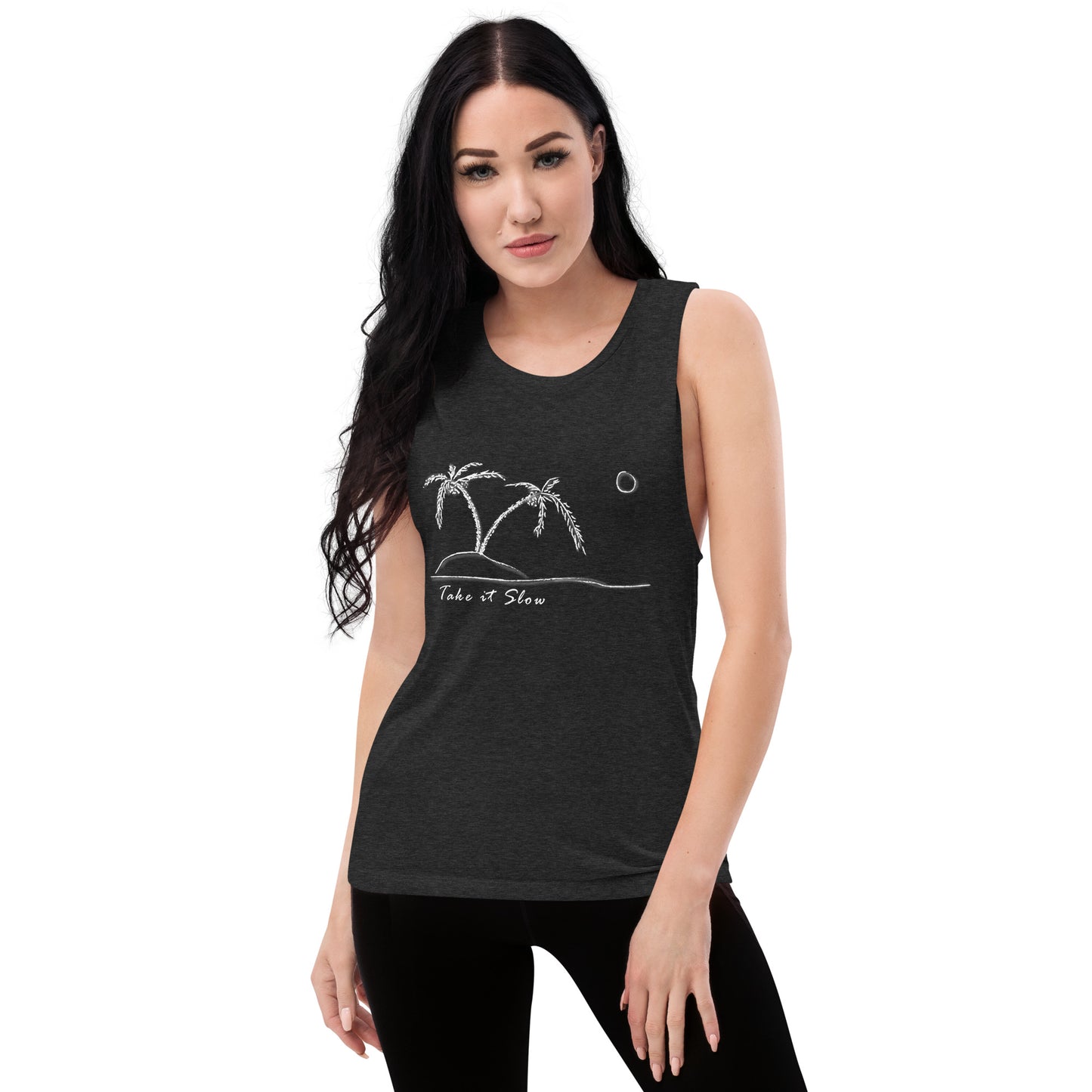 Take it Slow White Ladies’ Muscle Tank