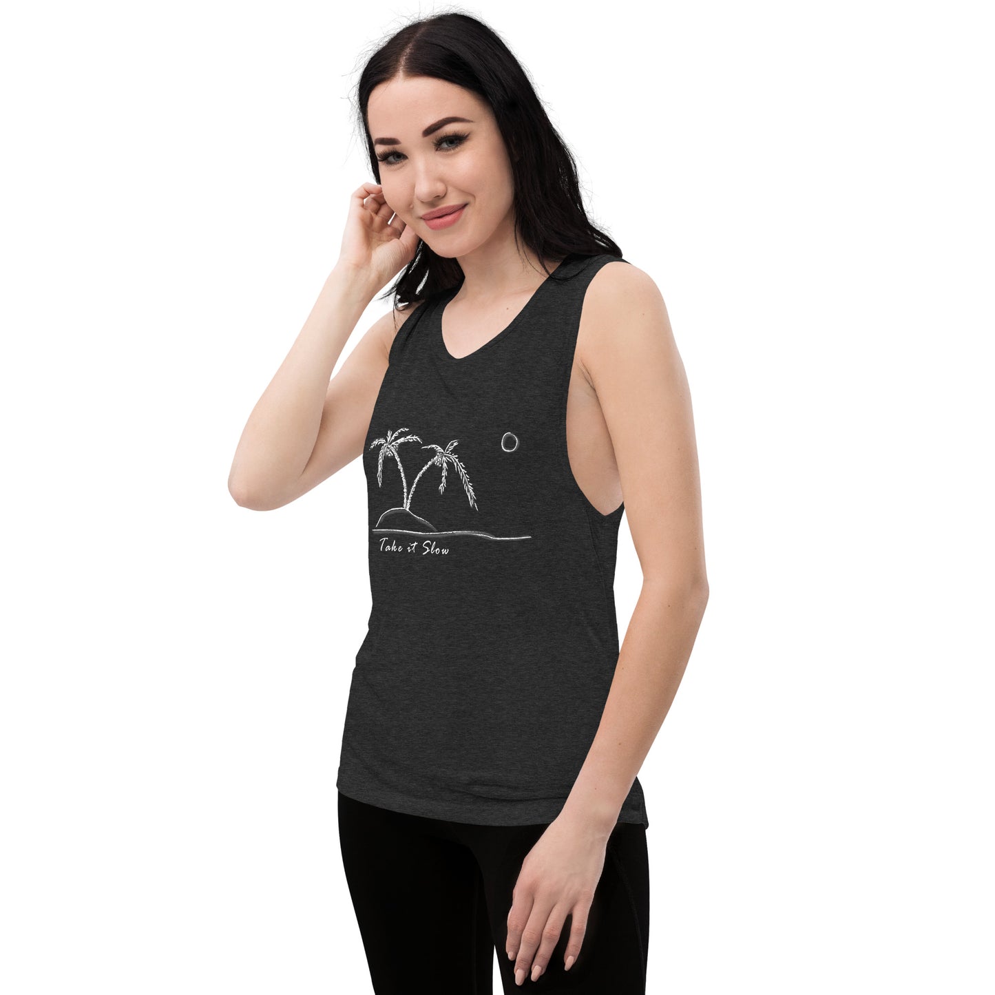 Take it Slow White Ladies’ Muscle Tank