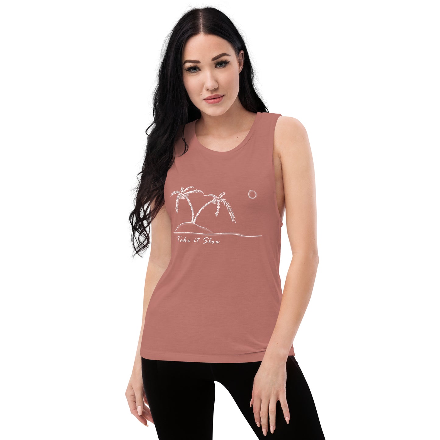 Take it Slow White Ladies’ Muscle Tank